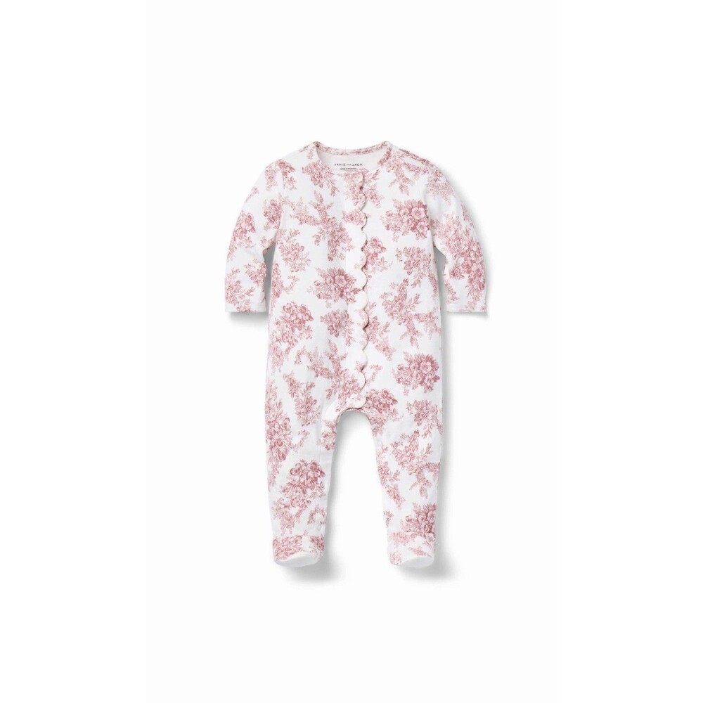 Janie & Jack Baby Girl floral Toile Romper 0/3 Months One-piece
